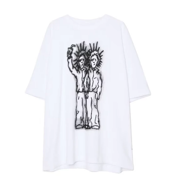 Patterned White T Shirt