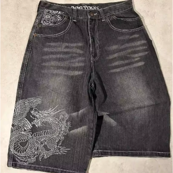 Summer denim shorts hip-hop Harajuku dark style