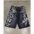 Oversized Watermark Baggy Denim Shorts 